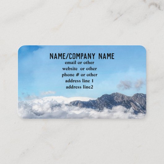 natuur wolken op foto van het berglandschap visitekaartje (Achterkant)