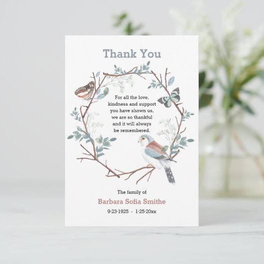 Natuur Wreath Bereavement - Hartelijk dank - Kaart (Staand voorkant)