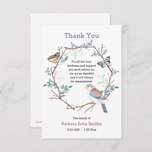 Natuur Wreath Bereavement - Hartelijk dank - Kaart (Voorkant / Achterkant)