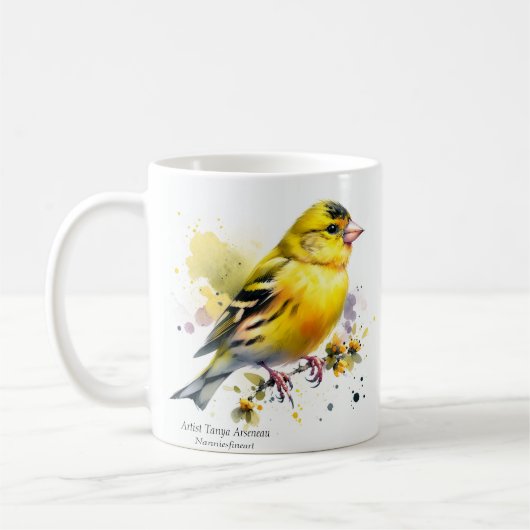 Natuur Yellow Bird Waterverf Koffiemok (Links)