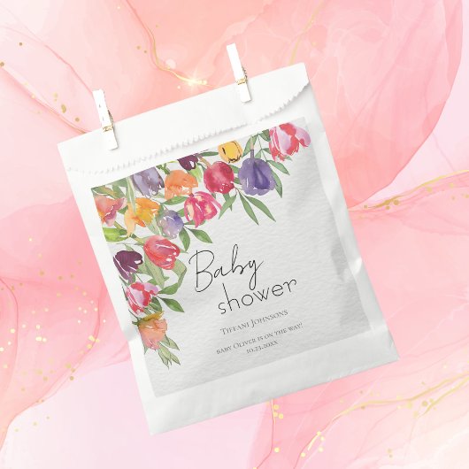 Natuur Zegen Tulpen en Groen Baby shower Bedankzakje