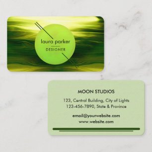 Natuur Zie Groene Cirkel Maan Waterverf Golven  Visitekaartje