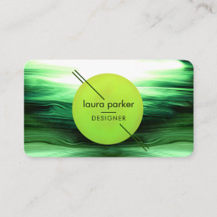 Natuur Zie Groene Cirkel Maan Waterverf Golven  Visitekaartje