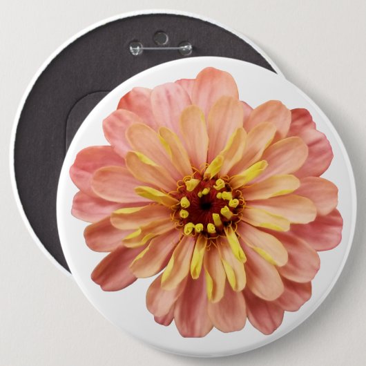 Natuur Zinnia Floral Flower Ronde Button 6,0 Cm (Voorkant /achterkant)
