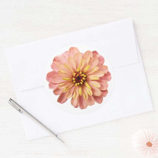 Natuur Zinnias Floral Flower Ronde Sticker (Envelop)