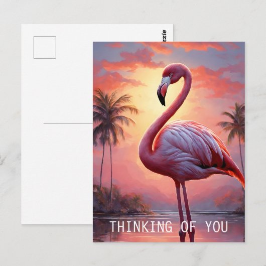 Natuur Zonsondergang Roze Flamingo Briefkaart (Voorkant / Achterkant)