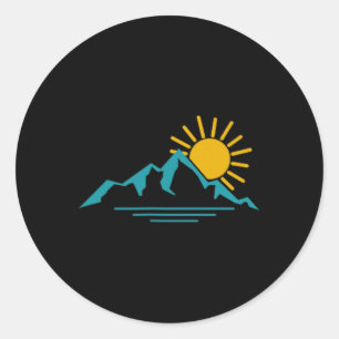 Natuur Zonsopgang Bergen Wandelen Kamperen Camper  Ronde Sticker