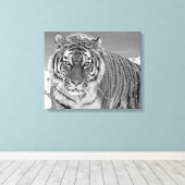 Natuur zwarte en witte tijger canvas afdruk (Insitu (Houten vloer))