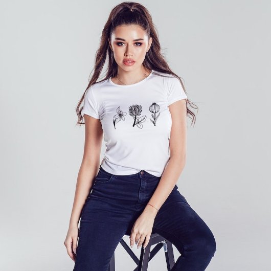 Natuur zwarte wilde bloemen t-shirt