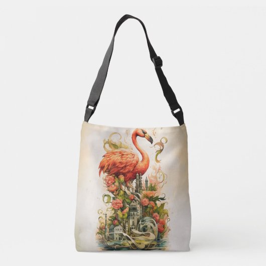 natuurbloem flamingo's paradijs crossbody tas (Achterkant)