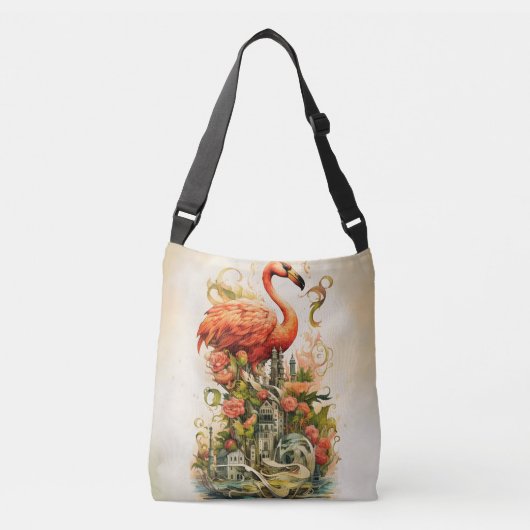 natuurbloem flamingo's paradijs crossbody tas (Voorkant)