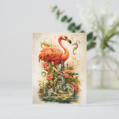  natuurbloem flamingo's paradijs feestdagenkaart (Staand voorkant)