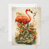  natuurbloem flamingo's paradijs feestdagenkaart (Voorkant / Achterkant)