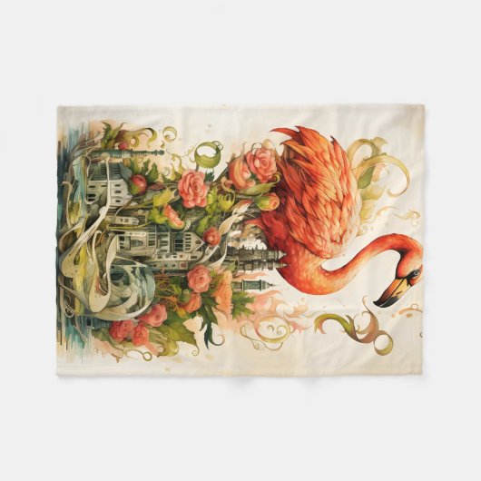  natuurbloem flamingo's paradijs fleece deken (Voorkant (Horizontaal))