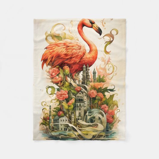 natuurbloem flamingo's paradijs fleece deken (Voorkant)