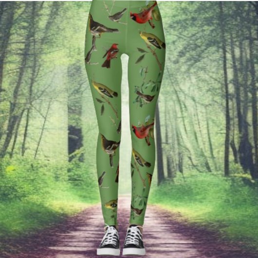 Natuurbos thema vogels patroon leggings