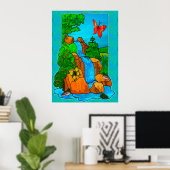 Natuurfantasie Whimsey Falls Poster (Thuiskantoor)