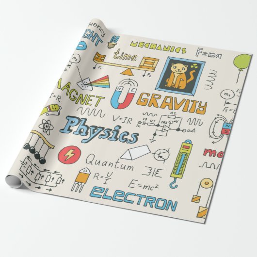 Natuurkunde. Handgetrokken. illustratie. Cadeaupapier (Uitgerold)