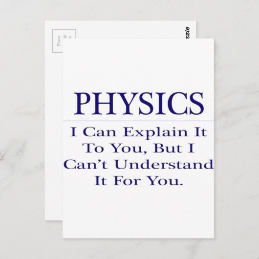 Natuurkundeleraar grapt .. Leg uit dat u het niet Briefkaart (Voorkant / Achterkant)