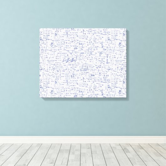 Natuurkundevergelijkingen in Blauwe Pen // Canvas Afdruk (Insitu (Houten vloer))