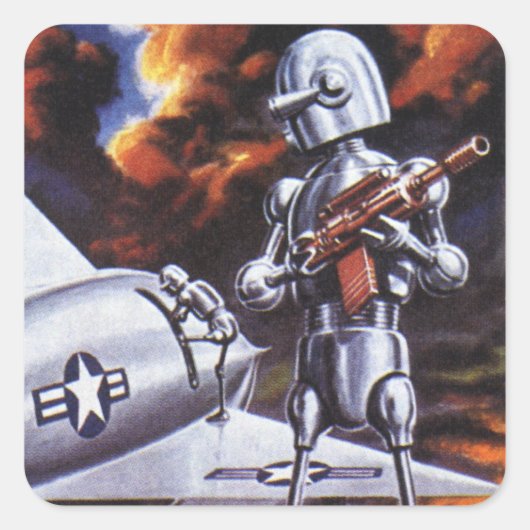  natuurkundigen militairen van de robotaris vierkante sticker (Voorkant)
