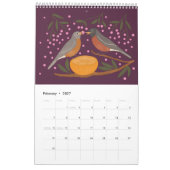 Natuurkunstkalender met achtertuinvogels en bloeme kalender (Feb 2027)