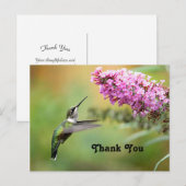 Natuurleven Kolibrie Bloem Foto Bedankt Briefkaart (Voorkant / Achterkant)