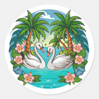 Natuurliefhebbers, zwanen ronde sticker