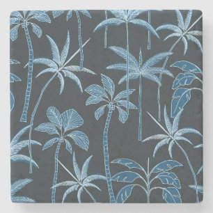 Natuurlijk anker: Botanische Palm Absorberend Navy Stenen Onderzetter