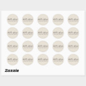 Natuurlijk beige modern minimaal elegant script ronde sticker (Vel)