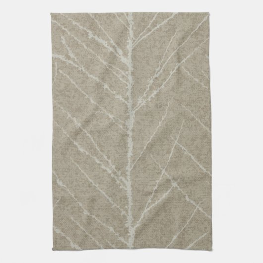 Natuurlijk blad skelet beige boho chic theedoek (Verticaal)