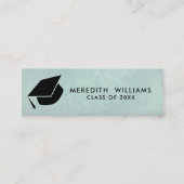 Natuurlijk blauw Afstudeerder Pet Afstuderen Invoe Mini Visitekaartje (Voorkant)