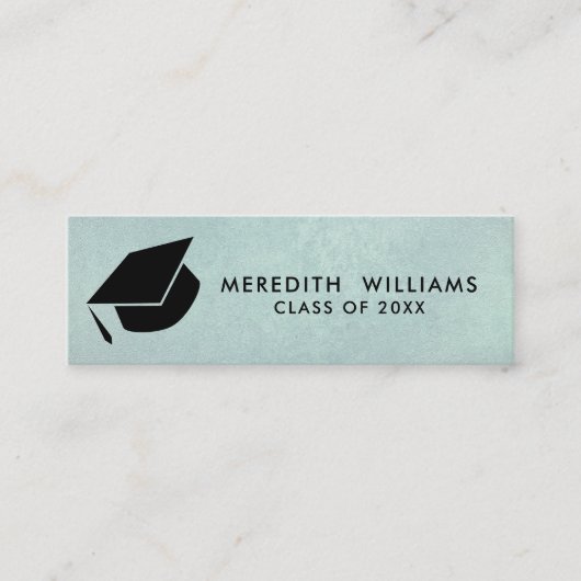 Natuurlijk blauw Afstudeerder Pet Afstuderen Invoe Mini Visitekaartje (Voorkant)