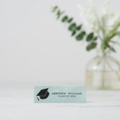 Natuurlijk blauw Afstudeerder Pet Afstuderen Invoe Mini Visitekaartje (Staand voorkant)