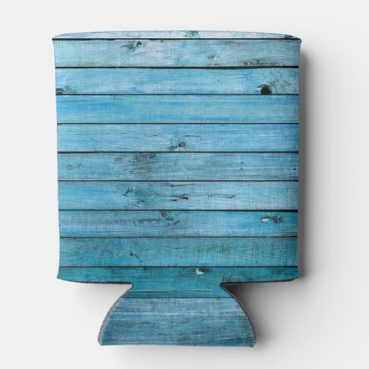 Natuurlijk blauw hout, gestructureerde achtergrond blikjeskoeler (Achterkant)