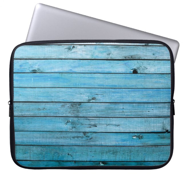 Natuurlijk blauw hout, gestructureerde achtergrond laptop sleeve (Voorkant)
