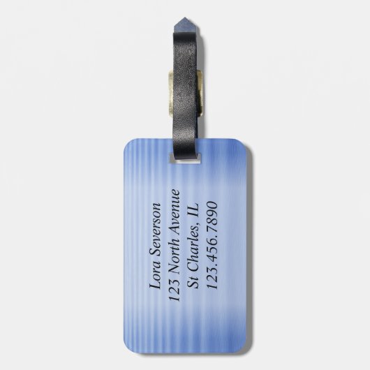 natuurlijk blauw rimpelwater bagagelabel (Achterkant verticaal)