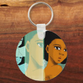 Natuurlijk Blauwgroen Sleutelhanger (Voorkant)