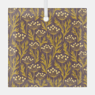 Natuurlijk Bloemmotief: Gouden Accenten Donker Can Glas Ornament