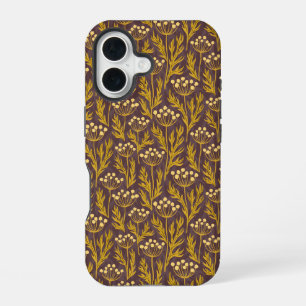 Natuurlijk Bloemmotief: Gouden Accenten Donker Can iPhone 16 Hoesje