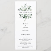 Natuurlijk botanisch groen Huwelijksprogramma Programmakaart (Voorkant)