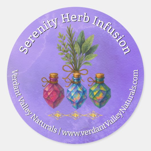 Natuurlijk botanisch kruidenproduct van eigen make ronde sticker (Voorkant)