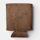 Natuurlijk bruin leer: getextureerde achtergrond blikjeskoeler (Achterkant)