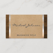 Natuurlijk Bruin | Metaal Glanzende Afwerking Hout Visitekaartje (Voorkant)