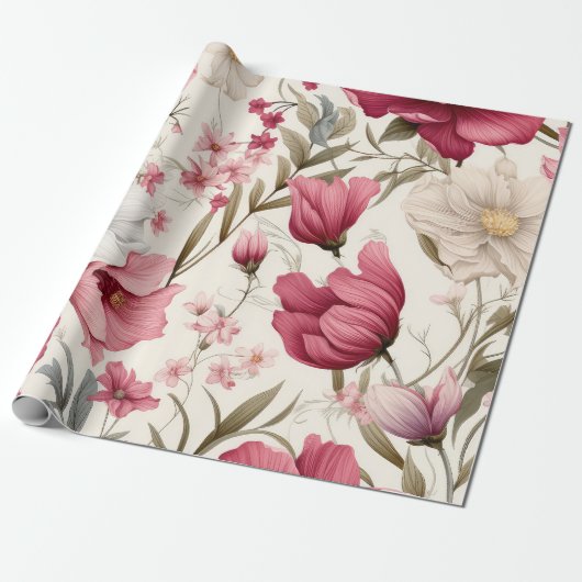 natuurlijk chic floral Wrapping Paper Cadeaupapier (Uitgerold)