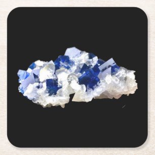 Natuurlijk diepblauw fluoriet kristal mineraal kun kartonnen onderzetters