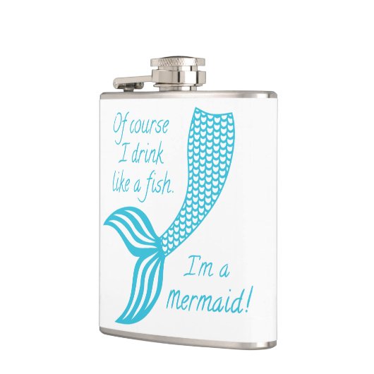 Natuurlijk drink ik als een vis, ik ben een zeemee heupfles (Links)