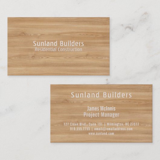 Natuurlijk eikenhout visitekaartje (Voorkant / Achterkant)