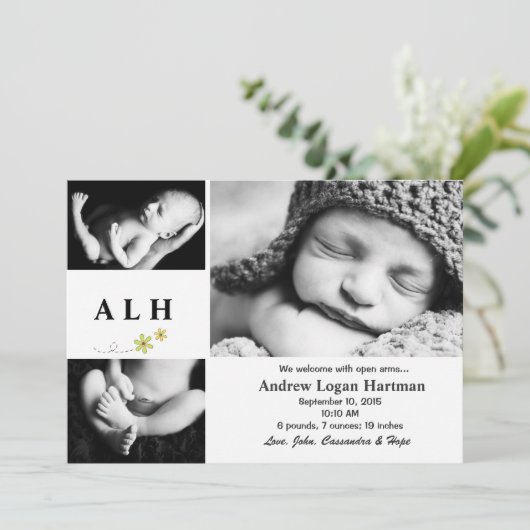 Natuurlijk - Geboortekaartje met foto Aankondiging (Staand voorkant)