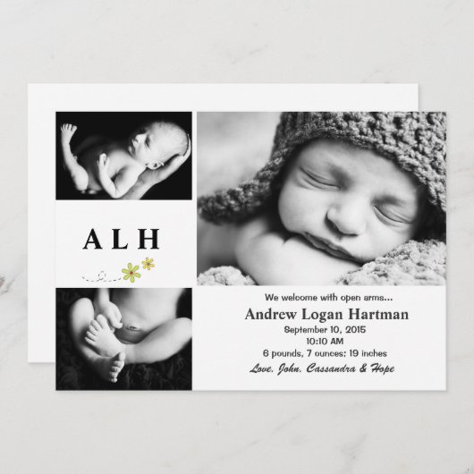 Natuurlijk - Geboortekaartje met foto Aankondiging (Voorkant / Achterkant)